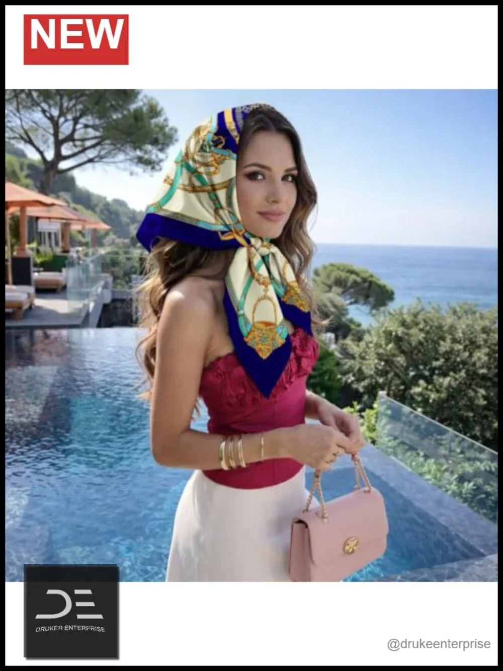 Satin Head Scarf for Women - Large Square Bandana, Fashion Scarf